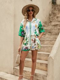 Sets Casual Print Two -Piece Set for Women Summer Shirts Sets Sets 2 -delige mode Loose 2 Pice Sets Outfit Summer Shorts