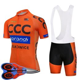 Ensemble CCC Team Bike Cycling à manches courtes Jersey Bib Shorts 2021 Summer Quick Dry Mens Mtb Bicycle Uniform Road Road Racing Kits Outdoor S