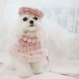 Zet chique huisdierenkleding harige jas puppy kleding honden cape met huisdier hoed katten harnas riem hondenband stijlvolle functionele accessoires