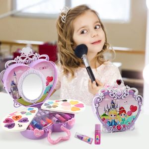 Sets kindermake -up sets kinderen meisjes prinses make -up doos glitter oogschaduw lippenstift cosmetische kit kinderen kerstcadeau veilig niet giftig