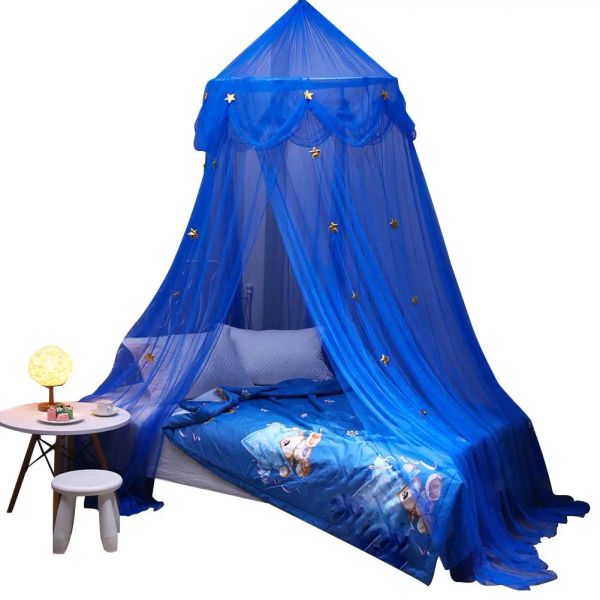 Définit la star de Blue Star Dreamy Star Fantasy Star suspendue en dentelle Dome Mosquito Net Canopy European Korean Round Round Bedroom Libert Curtain