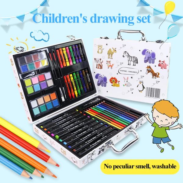 Définit l'ensemble de dessin pour enfants 50/59/65/66pcs avec marqueur coloriage coloriage livre aquarelle pinceau