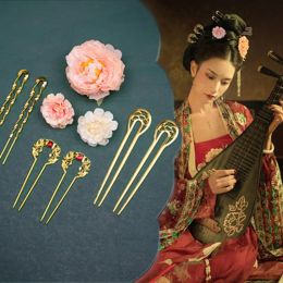 Stelt Chinese Hanfu Hair Sieraden Set Ming Dynasty Flower Hairpin Hair Clips Hoofdtooi voor vrouwen