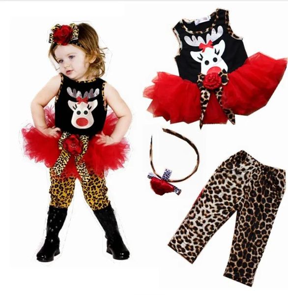 Ensembles Costumes de Noël pour bébés Vêtements pour filles Robes tutu Bandeaux T-shirts Collants Leggings Pantalons T-shirts Pantalons Ensembles de tenues pour enfants