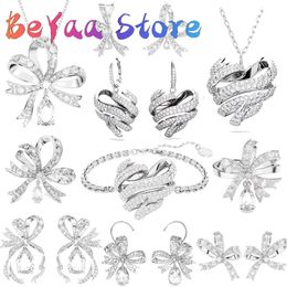 Sets Kerstcadeau Sieraden Volta 2023 Nieuwe Fijne Sieraden Set Charm Luxe Levenslange BOW Ketting Armband Ring Oorbellen voor Vrouwen Cadeau