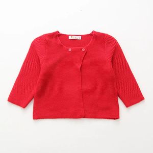 Conjuntos Navidad Red Girl Cardigan Chaqueta Suéter Primavera Ropa exterior Manga larga Niño Bebé Ropa de punto 1 2 3 años OKC195127 231202