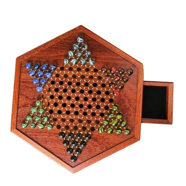 Ensemble jeu de plateau en bois classique chinois chinois fin échiquier 6 marbres en verre de couleur