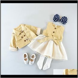 Ensembles Vêtements Bébé Enfants Maternité Drop Delivery 2021 Filles Ed Comme Princesse Bébé Vêtements De Printemps Définir Deux Trench Pieces Portant Costume Enfants