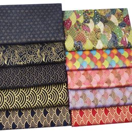 Sets kleurrijke Japanse bronsblauwe katoenen stof, bedrukte doek voor kimono textielstof, naaiende poppen tassen patchwork materiaal
