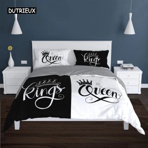 SETS COUPLES COUVERTURE MODERNE MOBILE Queen 220x240 260x240 Sente de litière de la couronne COUVERTURE DE LIT BLANC NOIR POUR DOUBLE BED 2 SP ADULLAGE SET