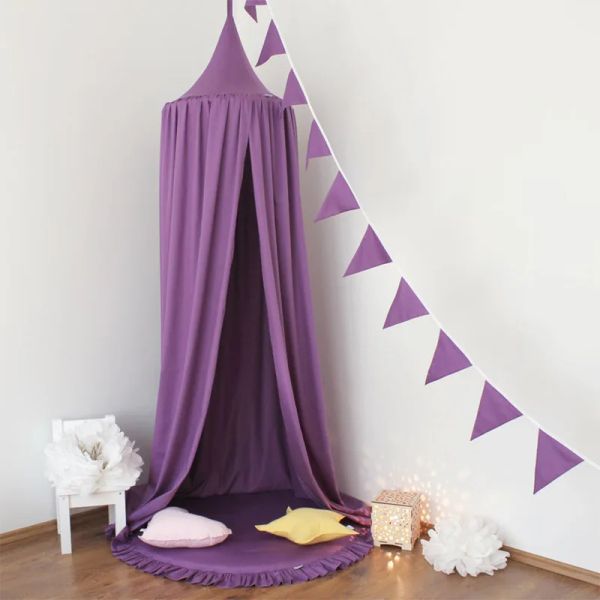 Ensemble des enfants créatifs Dome Tent Cotton Children's Room Decoration Purple Baby Crib Netting Mosquito Net Photography Props Litch