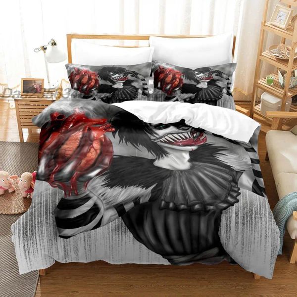 Ensemble de literie Creepypasta Single Twin Twin Full Full King Size Bed Set Aldult Kid Bedroom Duvetcover Set Anime Roupas de Cama