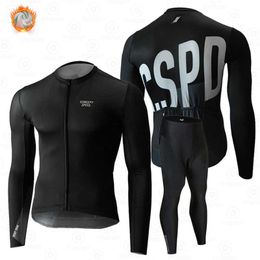 Sets CSPD 2022 Nieuwe Winter Winter Warm Fleece Cycling Jersey Bib broek Set Ropa Ciclismo Invierno Bicycle Men's Suits Bike Clothing Z230130