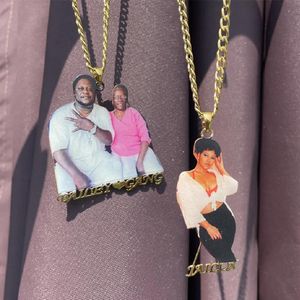 Conjuntos de collar de foto con nombre de imagen personalizado con joyería acrílica, colgante personalizado para familia/mujer/hombre/niños, joyería de memoria para mujer