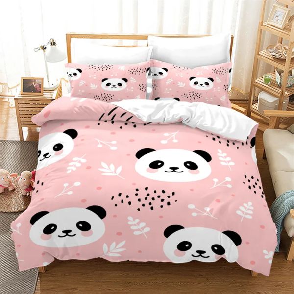 ensembles mignons dessin animé panda liber ensemble drôle de couette panda ensemble couvre-coquette jumelle jumelle king taille pour adulte adolescent pour enfants décor de chambre à coucher