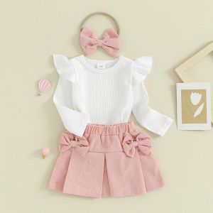 Ensembles mignons doux nouveau-nés de jupe de filles de filles