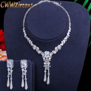 Ensembles cwwzircons luxury bubai couleur cubic zirconia drop drop long african widd bijourie de mariage en africain ensembles de femmes costumes t378