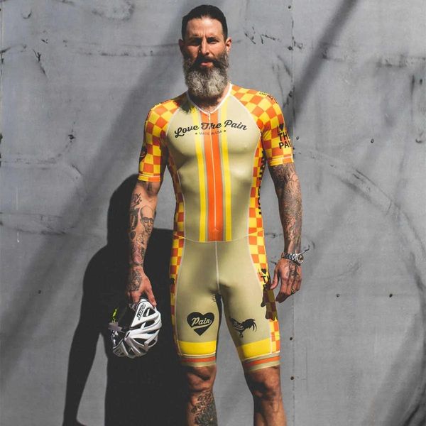 Conjuntos de Ropa de Ciclismo Conjuntos Love The Pain Hombres Triatlón Trisuit Ciclismo Mono Conjuntos Skinsuit Maillot Ropa Ciclismo Bicicleta Ropa