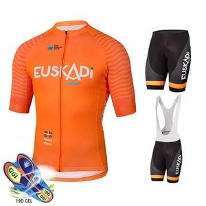 Sets Wielertrui Sets Wielerkleding Team EUSKADI Oranje Wielertrui Bibs Shorts Pak Ropa Ciclismo Heren Sneldrogend FIETSEN Mai