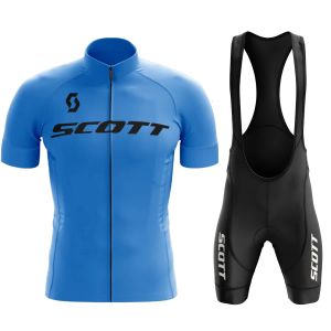 Sets Cycling Jersey Sets Scott Bicycles Set MTB Mens Maillot Zomercyclus T -shirt Bib shorts Suit triatlon Mountain Bike Deskleding 230717