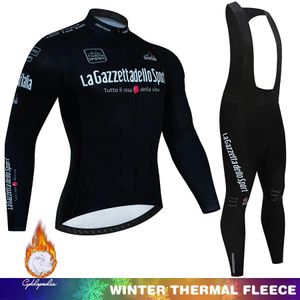 Sets Wielertrui Sets Ronde van Italië Winter Thermische Fleece jersey Set Heren Pak Ciclismo Pro MTB Fietskleding Fietskit 230130