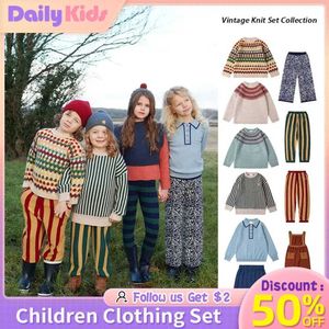 Sets Daily Childrens Ins Winter Clothing KP Estilo pastoral Diseño de marca Sweater Sweater Top Top Top Girl Baby Knited Planet Q240508