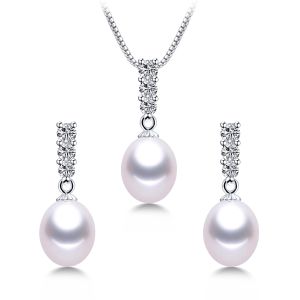 Ensembles Dainashi 2021 exquis pendentif boucles d'oreilles ensemble de bijoux pour femmes 89mm forme de goutte d'eau douce perle blanc/rose/violet/noir