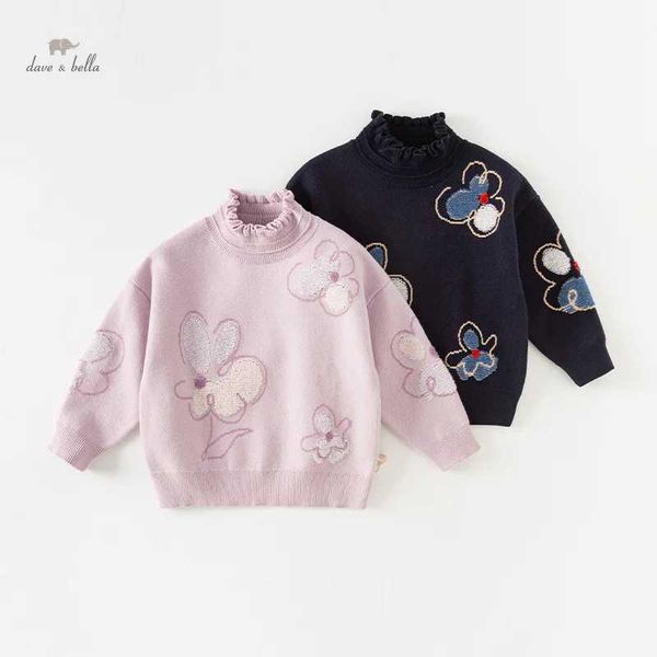 Ensemble Dave Bella Childrens Sweater hiver demi-cou de cou en lâches Tri tricot tiré Print DB4238140 Q240508