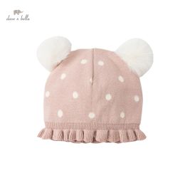 Ensembles DBS19731 dave bella hiver nouveau-né bébé filles points imprimé chapeau écharpe enfants fille mode seau casquette