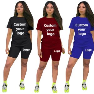 Sets DIY bedrukt casual trainingspak dames tweedelige set zomer T-shirts en shorts sets effen kleur 2-delige joggingpakken