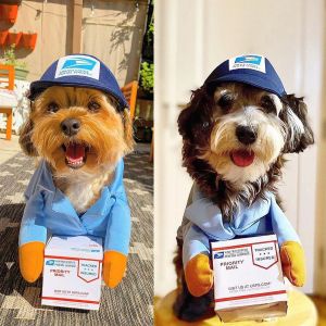 Sets Dog Cat Mail Carrie Costume, Funny Pet Halloween -kostuums voor kleine honden Cats Puppy, Cosplay Party Dog Jeans Clothing Chrismas