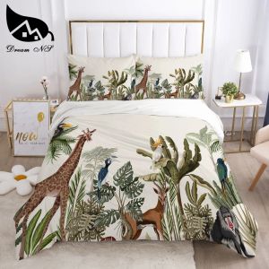 Sets Dream NS Tropical Rainforest Plant Bedding Set Queen Bedding Home Textiles Set Bedboetes gradiënt Mandala dekbedovertrek set