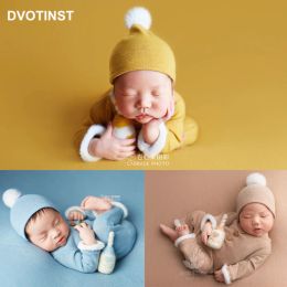 Sets Dvotinst pasgeboren baby fotografie rekwisieten outfits haarbal hoed melk achtergrond deken 3 stuks set accessoires studio shoot foto rekwisieten