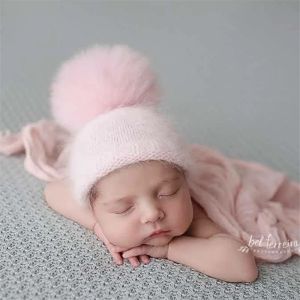 Conjuntos Dvotinst, atrezos para fotografía de bebés recién nacidos, tejido de visón hecho a mano, sombrero de bola peluda, gorro, accesorios de fotografía, accesorios de fotografía de estudio