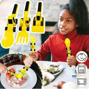 Sets Milieuvriendelijk Creatief Kinderen Eettafel Gereedschapset PP Lepel Vork Mes Auto Bestekset Dinneractive voor Kinderen Geschenken Baby Dropship