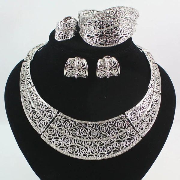 Conjuntos Moda 18K Chapado en oro Cristal África Dubai Collar para fiesta de boda Conjunto de joyas
