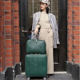 Définit des bagages de chariot de mode avec sac à main pour les femmes Business classique Femme Spinner Boarding 16/18/20/24 pouces Sac de voyage
