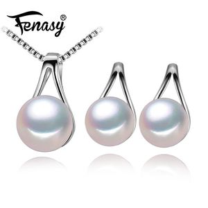 Ensembles Fenasy Natural Pearl Jewelry Ensembles pour femmes Collier de perle Boucles d'oreilles TRENDY 925 Colliers en argent sterling pendentifs