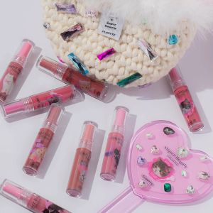 SETS FLORTTE LIP ESSENCE GLAZ LIP Honey Gaze Gift Set Makeup Board Boîte à lèvres Sac de maquillage complet