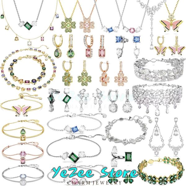 Ensembles de bijoux à breloques exquises, nouvelle tendance des ventes, collier en cristal autrichien, boucle d'oreille, Bracelet, bague, cadeau pour femmes avec Logo