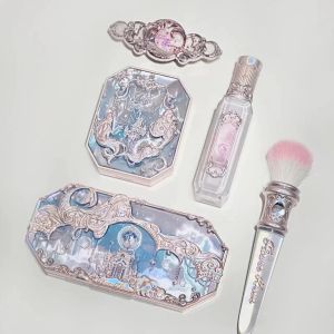 Ensemble Flower connaît Moonlight Sirène Nouvelle série de fards à paupières Blush Brush Brush et HermArlip 5pcs Makeup Set