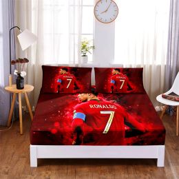 Sets Football Star Lit Set Set 3pc Polyester Solid Fitted Mattret Cover Four Corners with Elastic Band Litteur