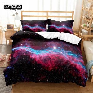 Sets Galaxy dekbedoverkapset STARRY Sky Sky Coverter Cover Cover Universer Outer Space Theme Bedding Set Single Twin Queen Size voor tieners jongens