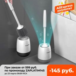 Ensembles Gesew Tpr brosse de toilette à tête en Silicone, outil de nettoyage à vidange rapide, brosse de nettoyage murale ou sur pied, accessoires de salle de bains