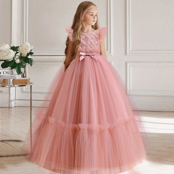 Définit la robe de Noël des filles Fleur Fleur Bridesmaid Enfants Princess Vêtements de fête Longtes robes de fête Pageant Prom Communon Vestidos 13 14 ans