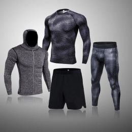 Sets Gym Fitness Fitness Men's Tracksuit Rashguard Compression Sport Costumes Dry Running Running sets Men Clothers Joggers Training Sportswear