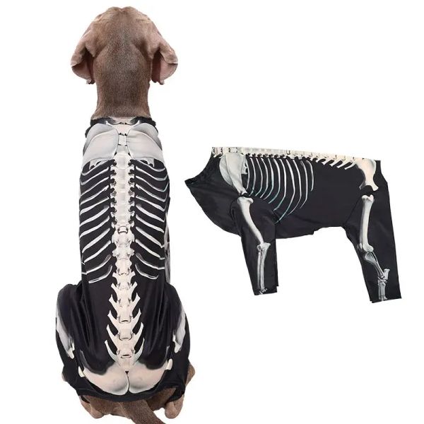 Ensembles Costumes d'Halloween pour chiens de grande et très grande taille Costume de squelette Combinaison Manteau Pet Halloween Nouveauté Tenues Vêtements amusants