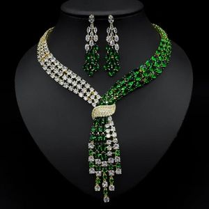 Ensembles de bijoux faits à la main en diamant émeraude de laboratoire, bagues de mariage en or blanc 14 carats, boucles d'oreilles, collier pour femmes, bijoux de fiançailles de mariée, cadeau