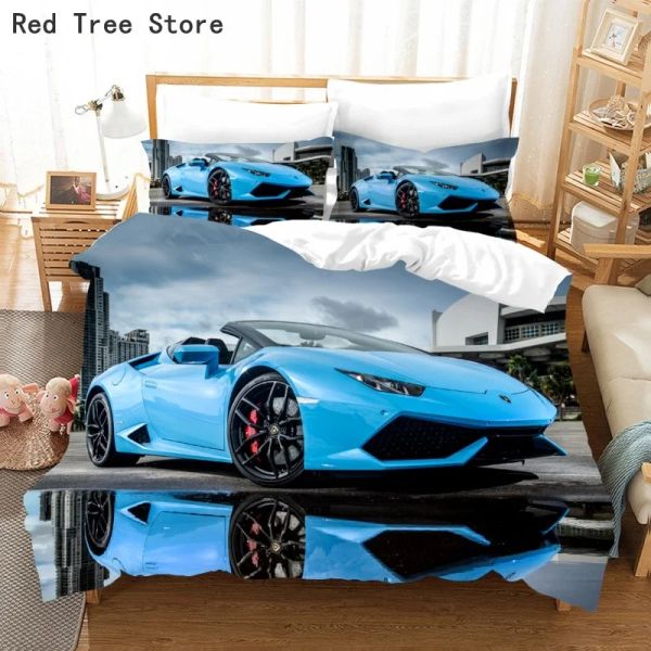 Sets Home Textile Car 3D Litding Set Lits Lits Cool Sports Car Drevet Cover Woreaddin Couperter Kids Boys Adult 140 * 210cm Liber