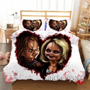 Zet horrorfilm Chucky 3D -geprinte dekbedovertrekset Twin Full Queen King Size Bedding Set Bed Linens Beddengoed voor jonge K59